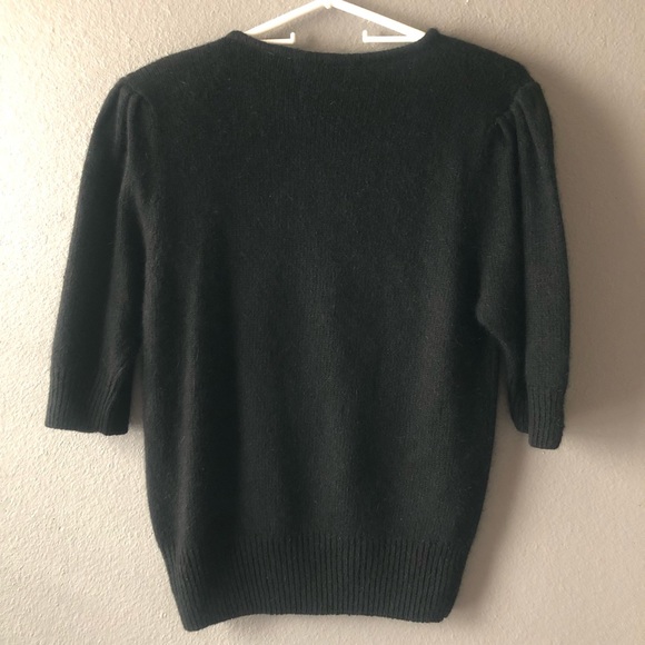 Inspiration Brand Silk & Angora SZ Large Black sequin detailed Black Cap sleeve - Picture 4 of 16